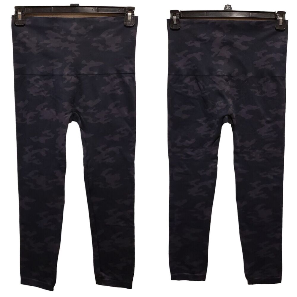 SPANX Look at Me Now Women's Seamless Cropped Leggings Black Navy Camo Sz 2X